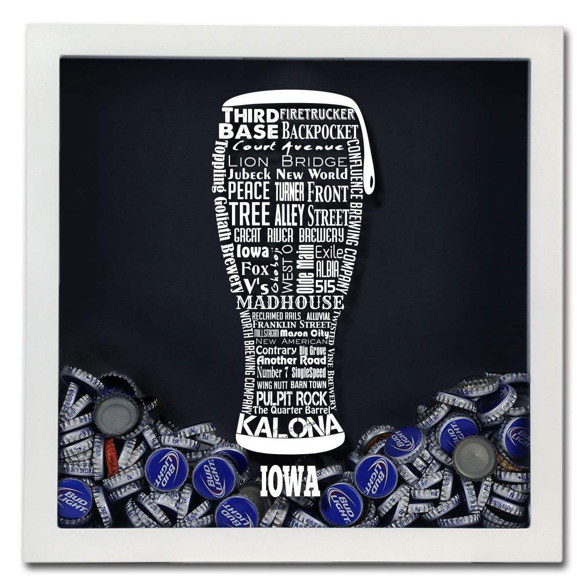 Torched Products Shadow Box Iowa Beer Typography Shadow Box (779379179637)