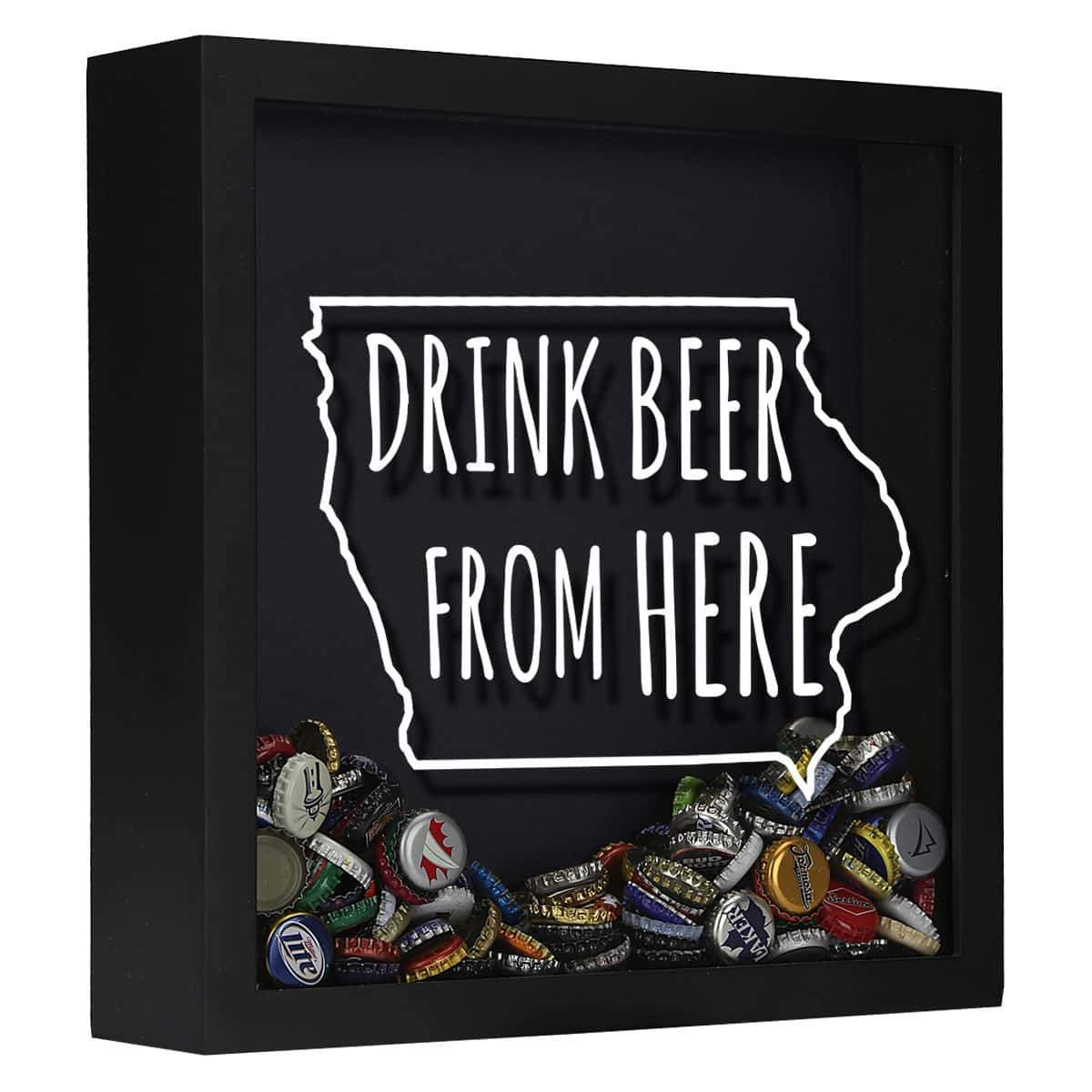 Torched Products Shadow Box Black Iowa Drink Beer From Here Beer Cap Shadow Box (781166313589)