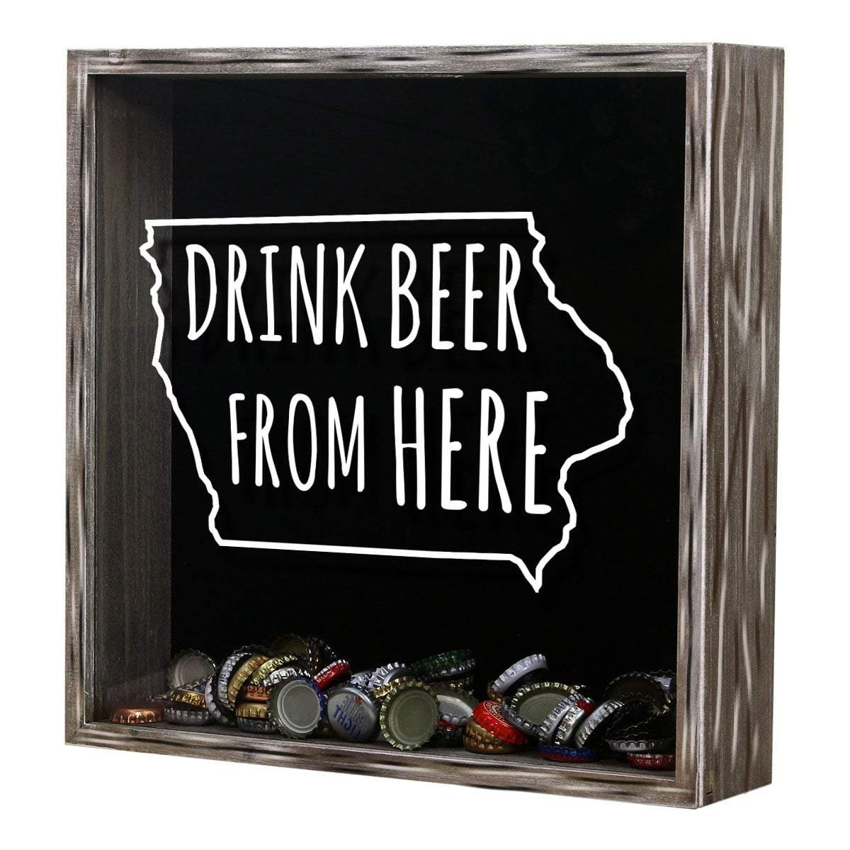 Torched Products Shadow Box Iowa Drink Beer From Here Beer Cap Shadow Box (781166313589)