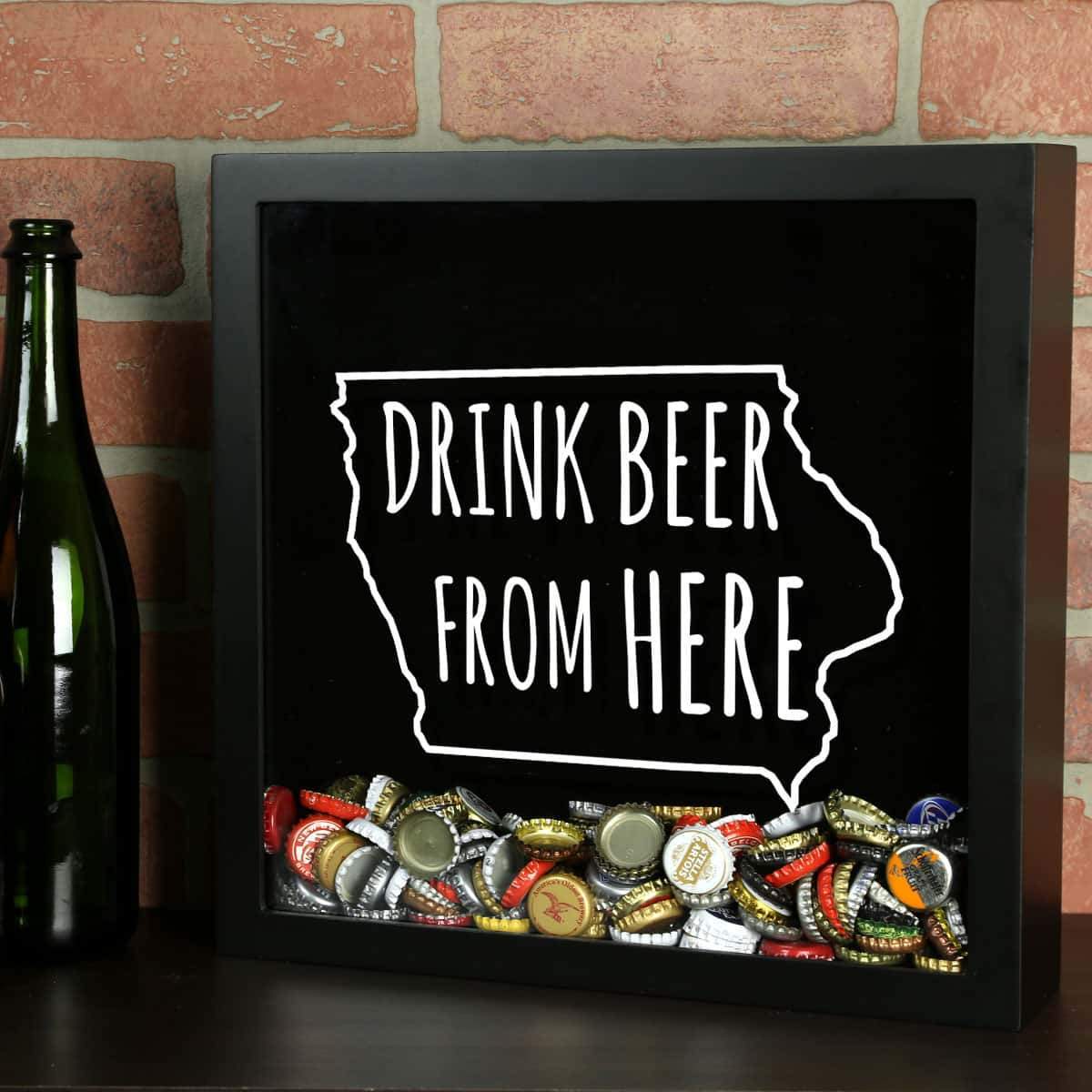 Torched Products Shadow Box Black Iowa Drink Beer From Here Beer Cap Shadow Box (781166313589)
