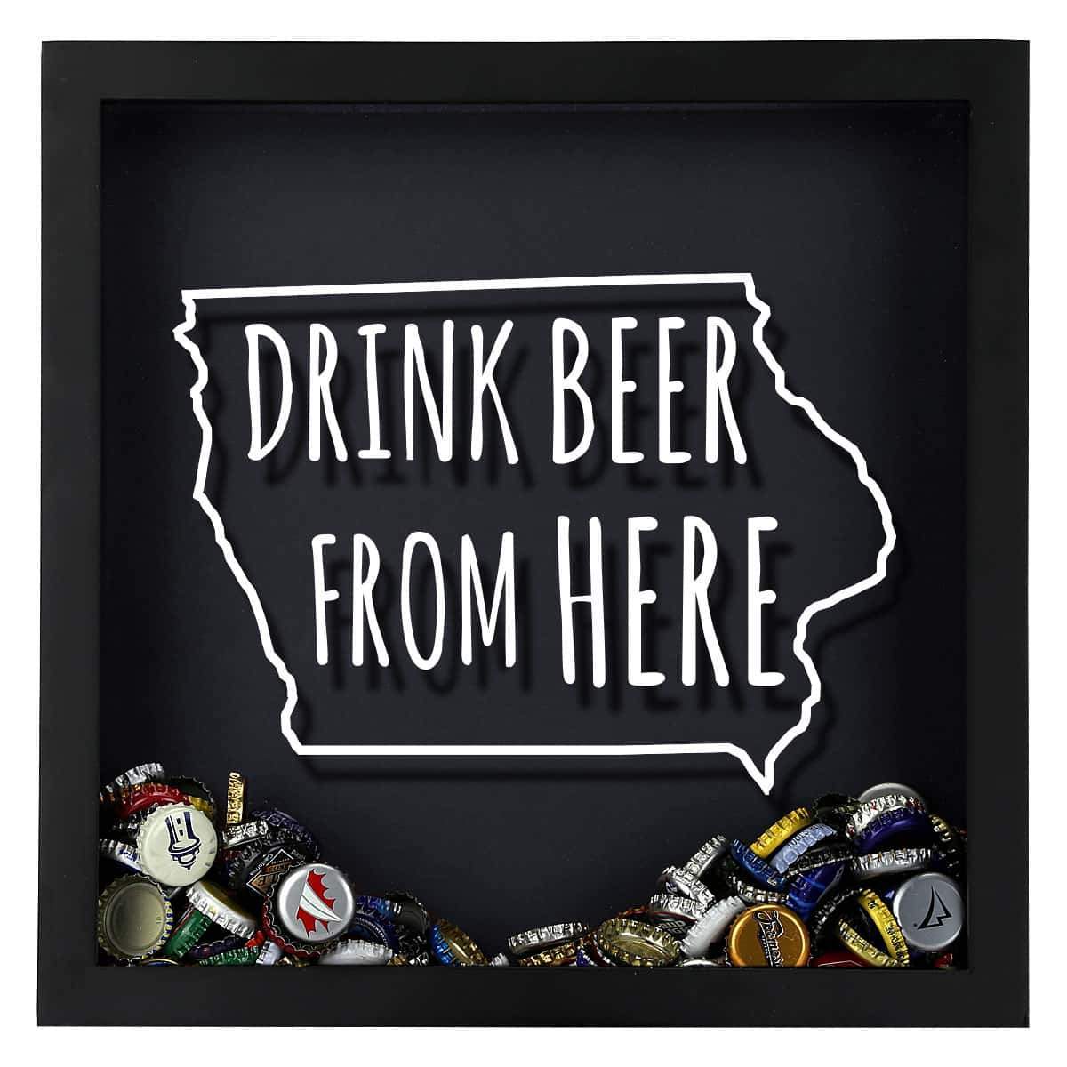 Torched Products Shadow Box Iowa Drink Beer From Here Beer Cap Shadow Box (781166313589)