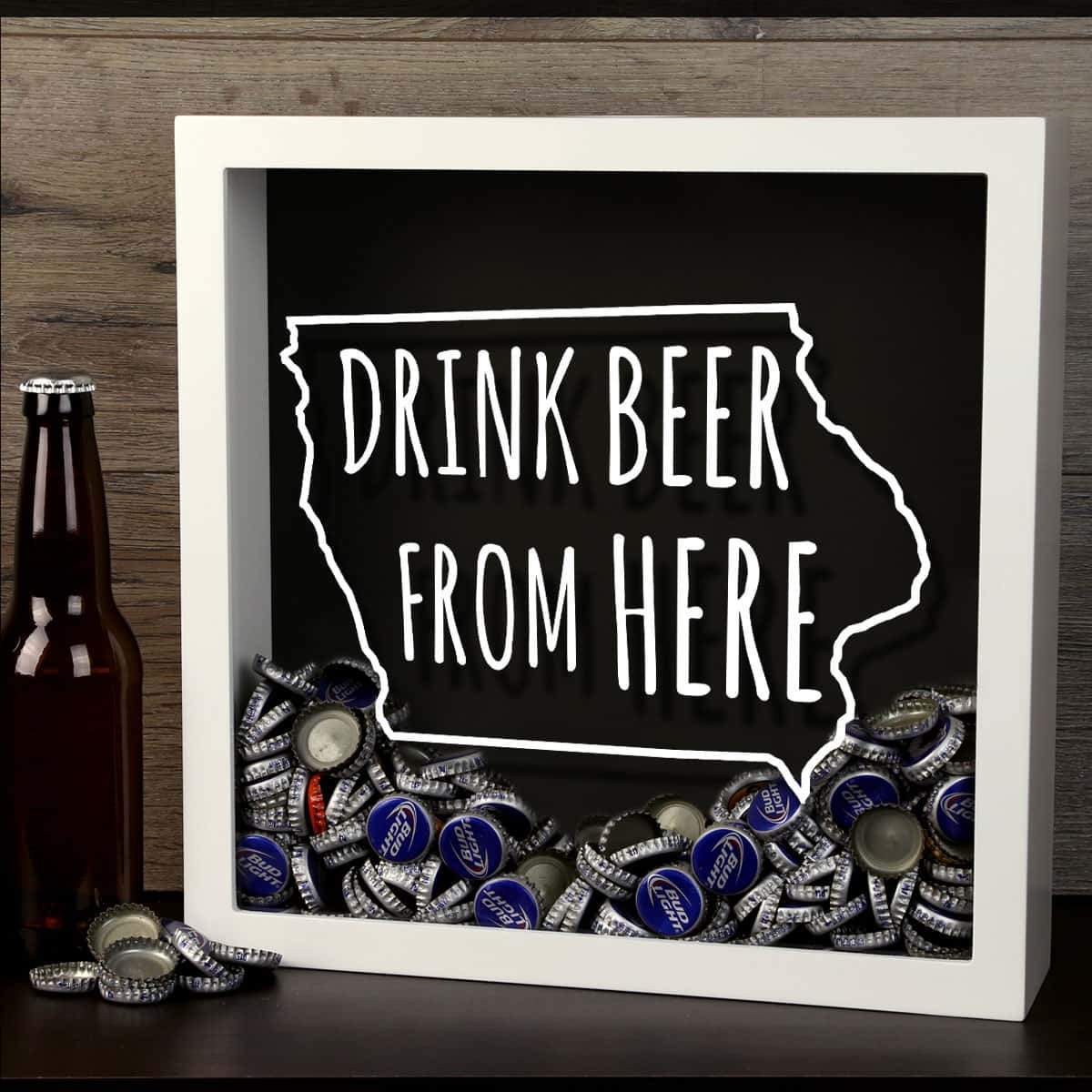 Torched Products Shadow Box Iowa Drink Beer From Here Beer Cap Shadow Box (781166313589)