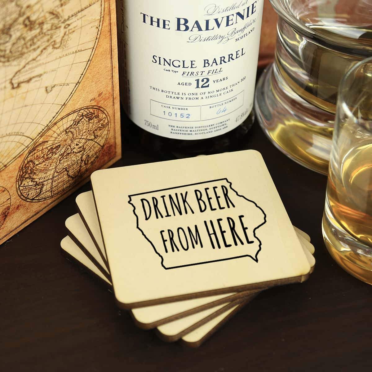 Torched Products Coasters Iowa Drink Beer From Here Coasters (781447757941)