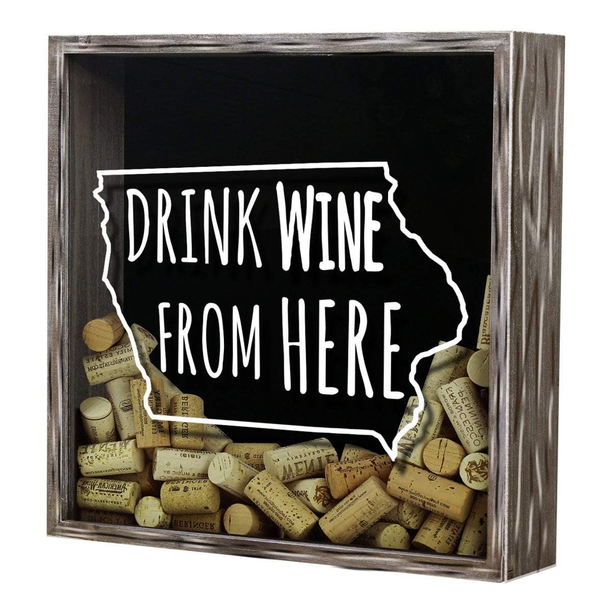Torched Products Shadow Box Iowa Drink Wine From Here Wine Cork Shadow Box (795739095157)