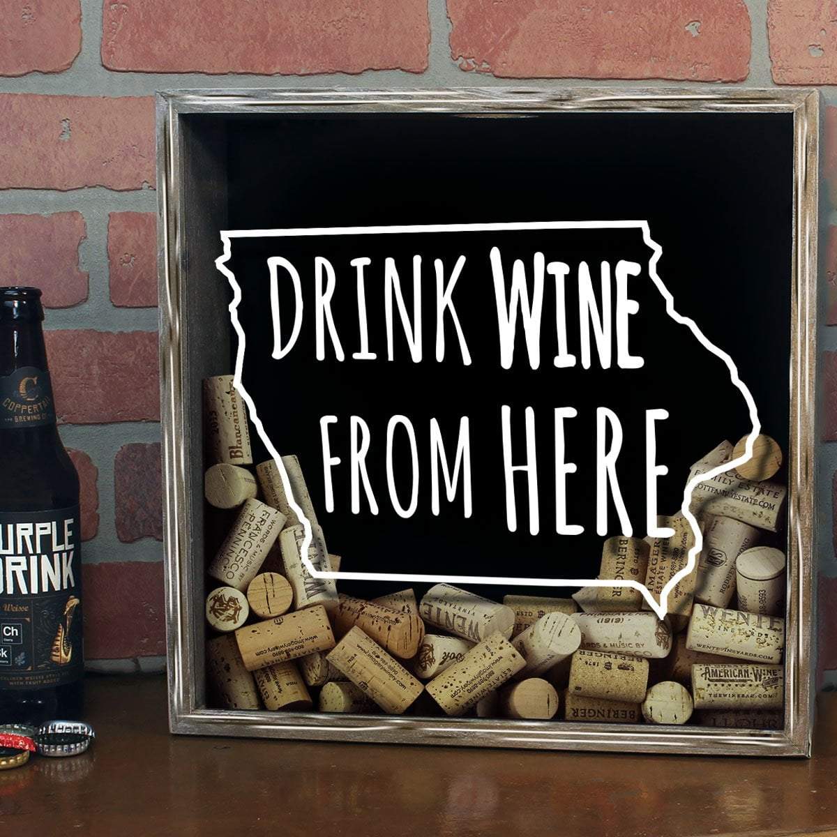 Torched Products Shadow Box Iowa Drink Wine From Here Wine Cork Shadow Box (795739095157)
