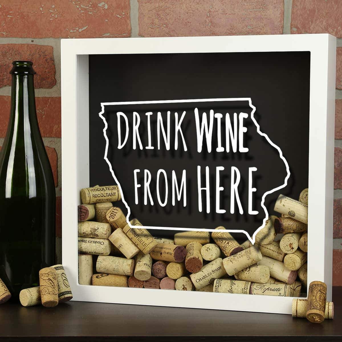 Torched Products Shadow Box Iowa Drink Wine From Here Wine Cork Shadow Box (795739095157)