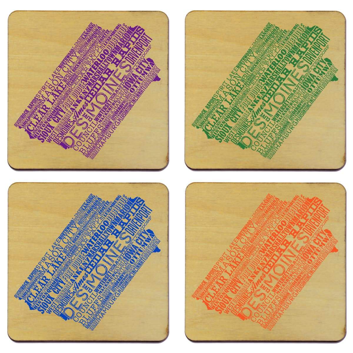 Torched Products Coasters Iowa State Typography Coaster (787815235701)