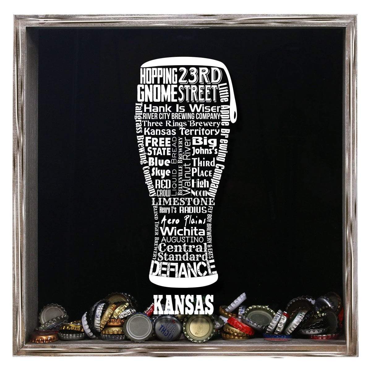 Torched Products Shadow Box Gray Kansas Beer Typography Shadow Box (779379474549)