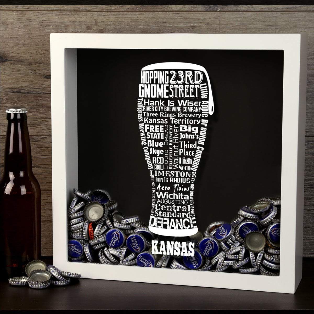 Torched Products Shadow Box Kansas Beer Typography Shadow Box (779379474549)