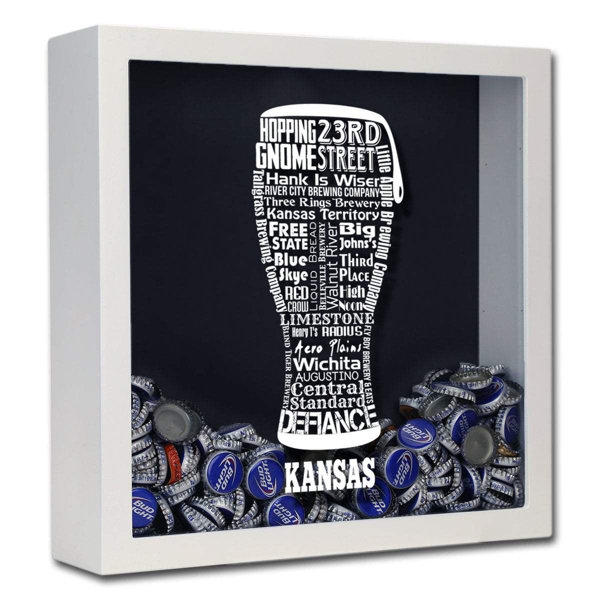 Torched Products Shadow Box White Kansas Beer Typography Shadow Box (779379474549)