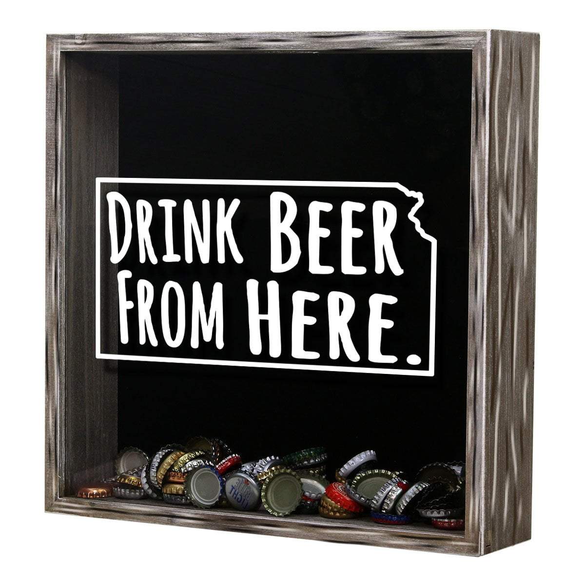 Torched Products Shadow Box Kansas Drink Beer From Here Beer Cap Shadow Box (781175488629)