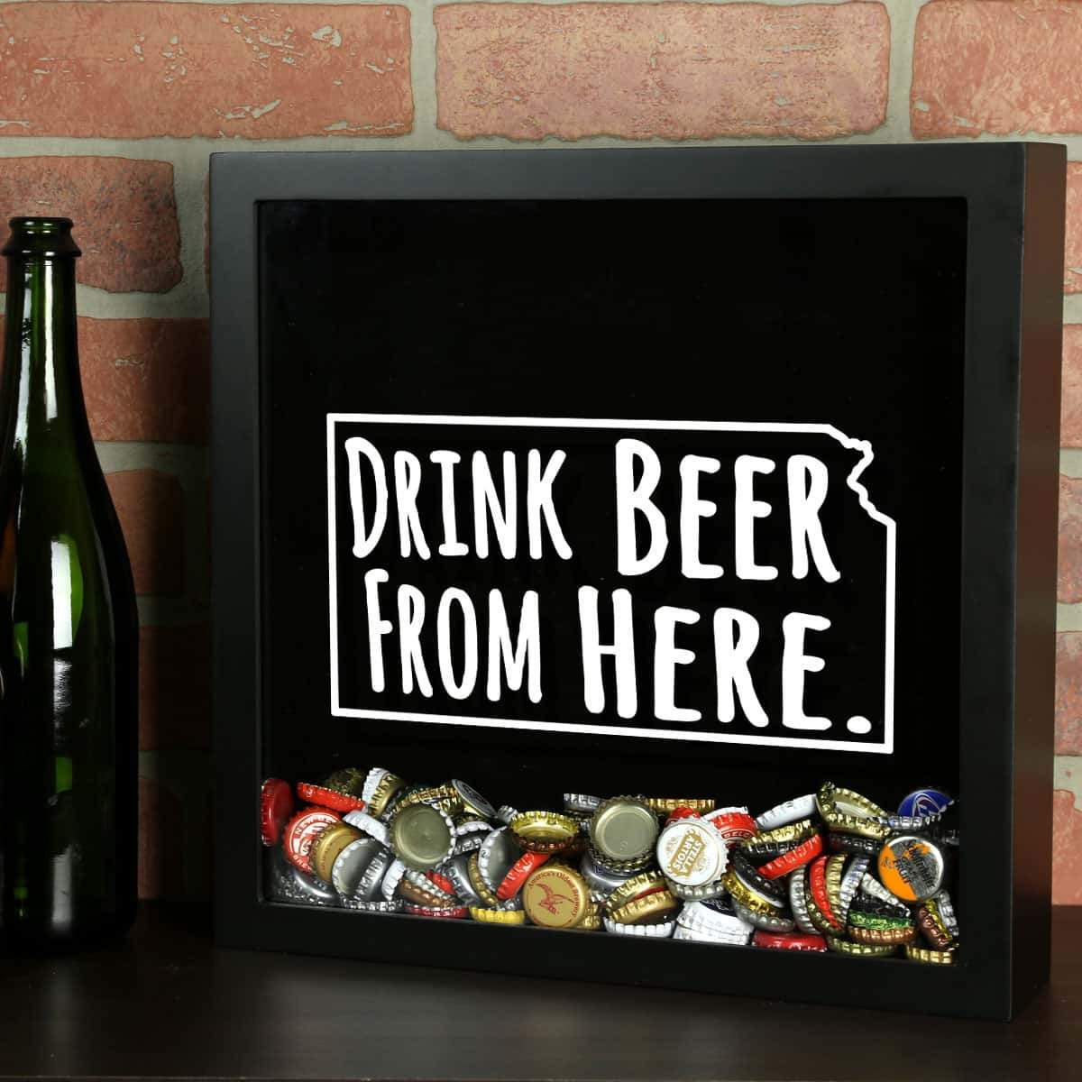 Torched Products Shadow Box Kansas Drink Beer From Here Beer Cap Shadow Box (781175488629)