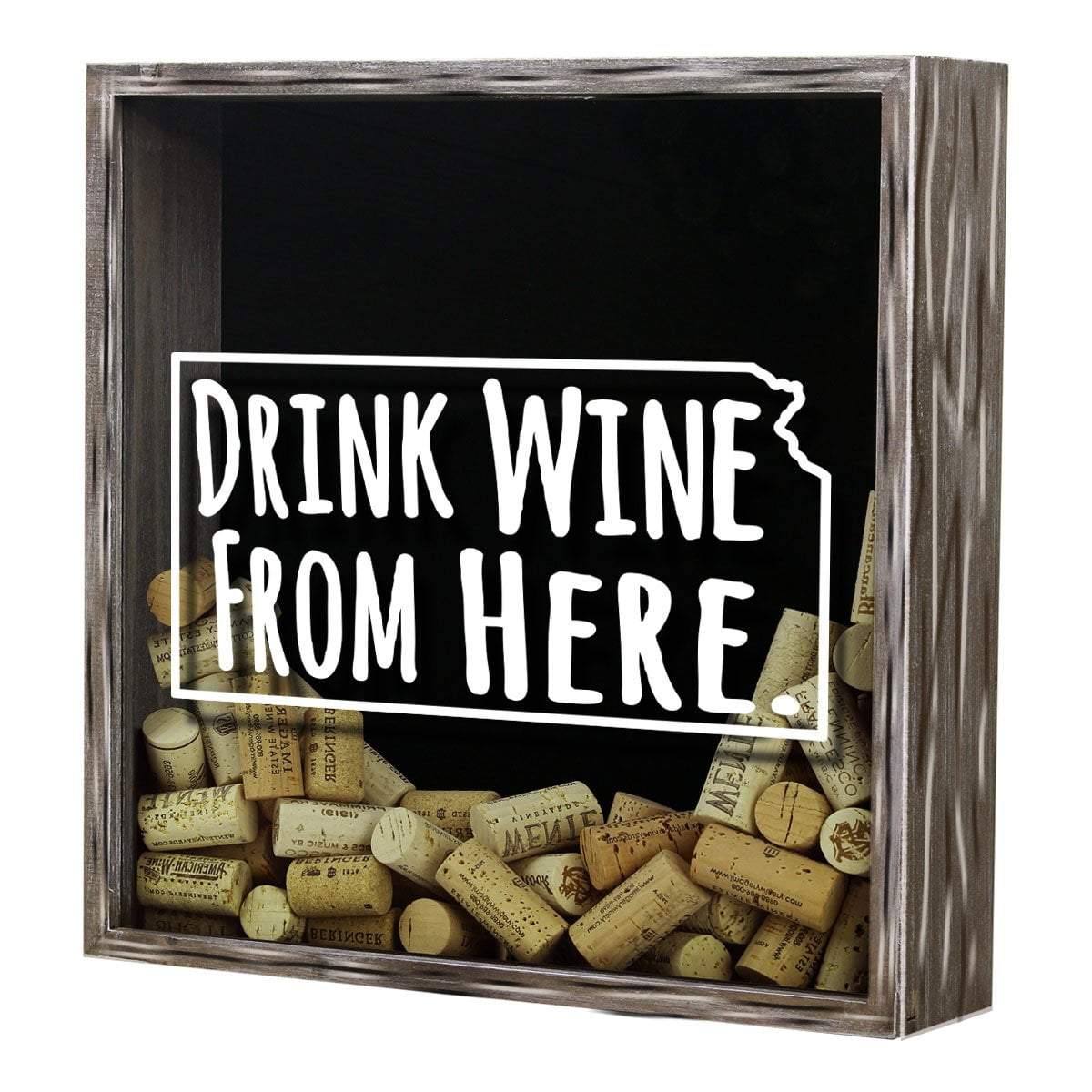 Torched Products Shadow Box Kansas Drink Wine From Here Wine Cork Shadow Box (795740045429)
