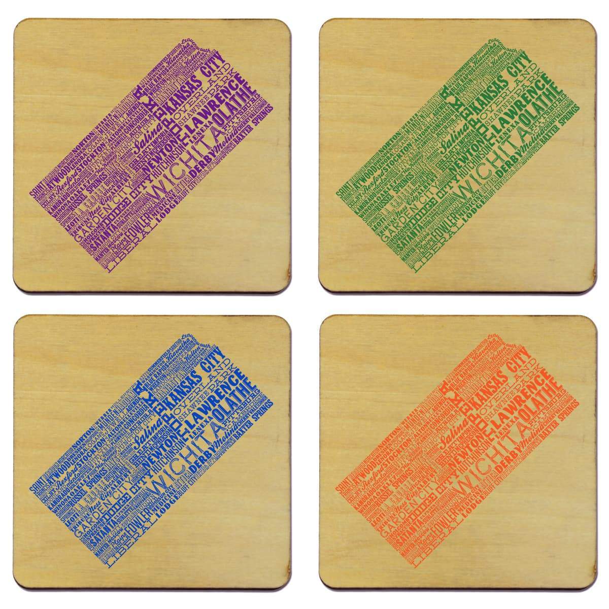 Torched Products Coasters Kansas State Typography Coaster (787815628917)