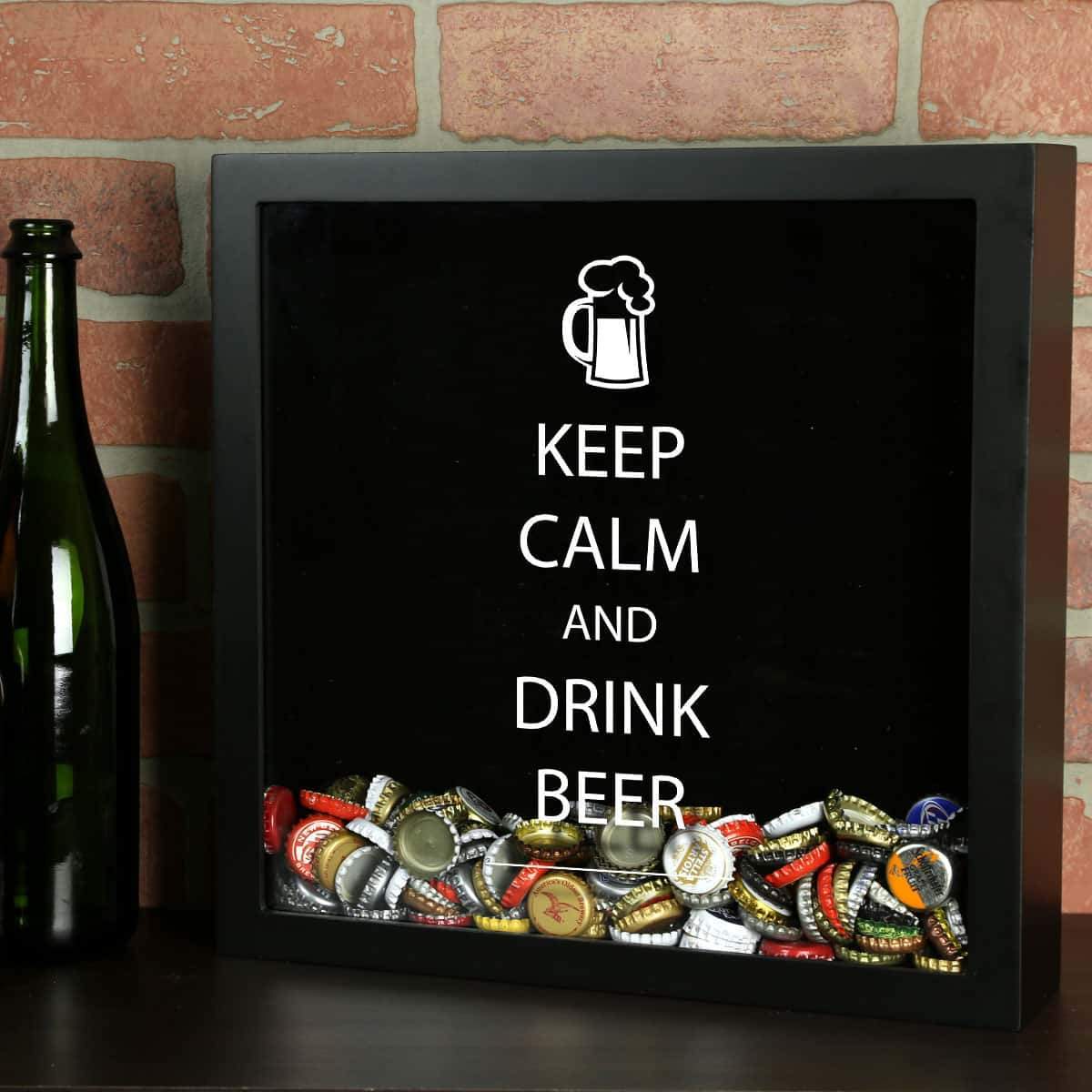 Torched Products Shadow Box Black Keep Calm Drink Beer Shadow Box (797612605557)