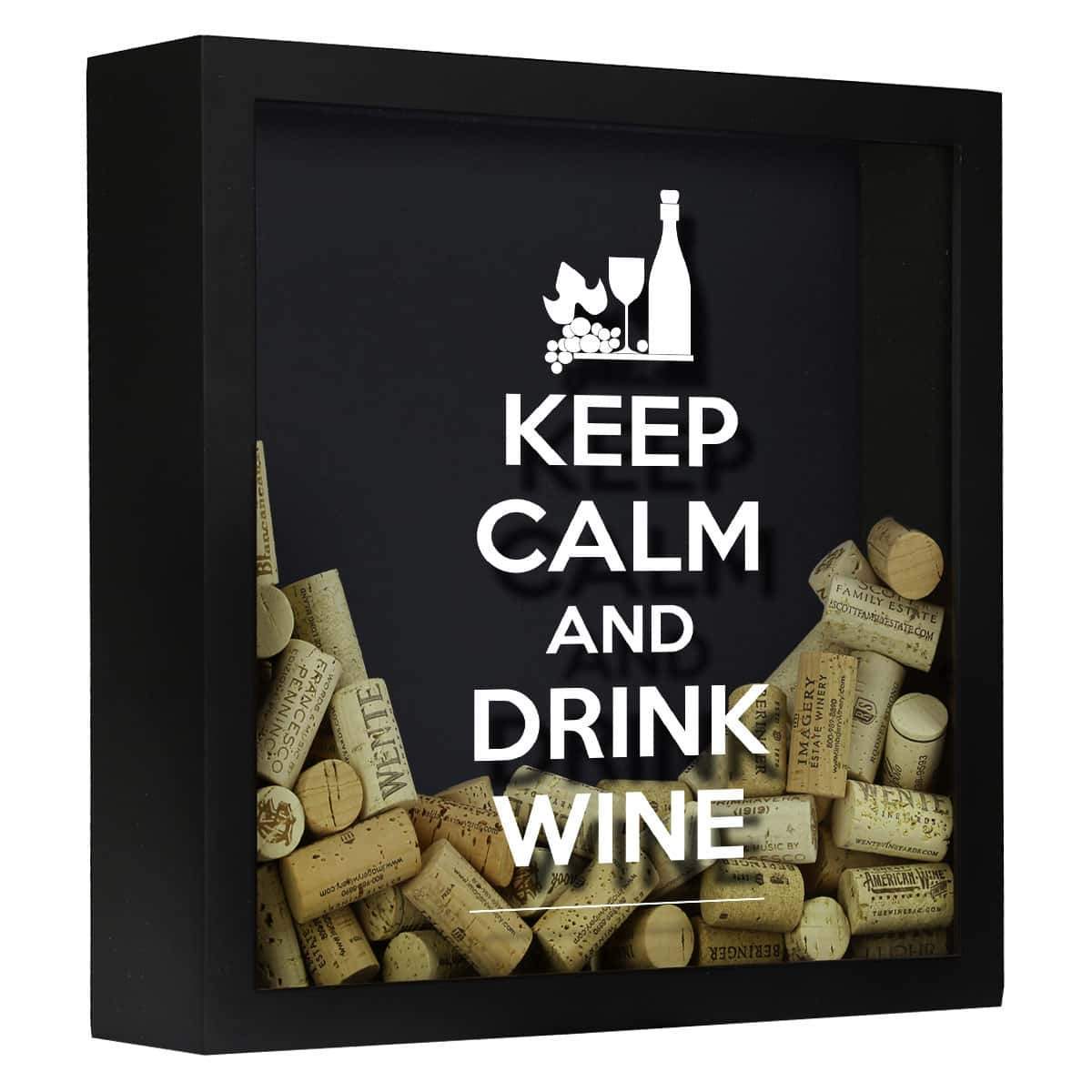 Torched Products Shadow Box Black Keep Calm Drink Wine Shadow Box (797622042741)