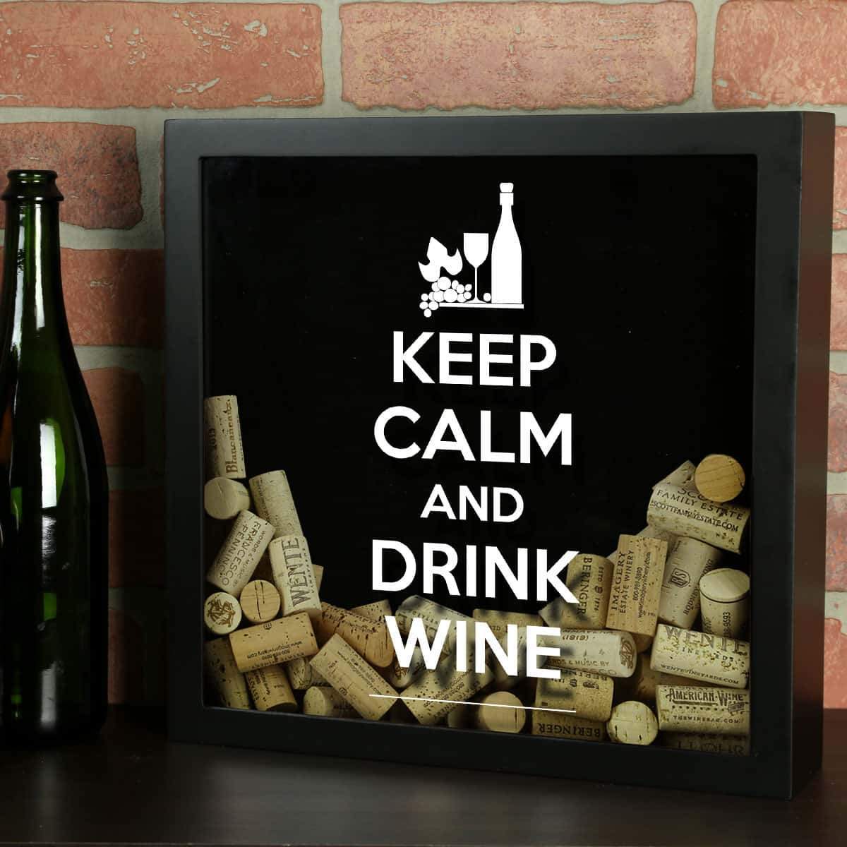 Torched Products Shadow Box Black Keep Calm Drink Wine Shadow Box (797622042741)