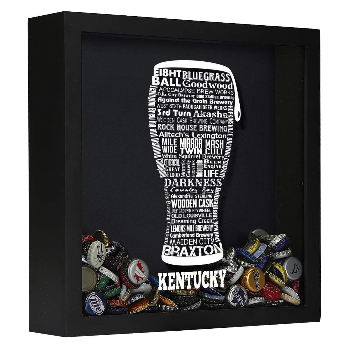 Torched Products Shadow Box Black Kentucky Beer Typography Shadow Box (779379605621)