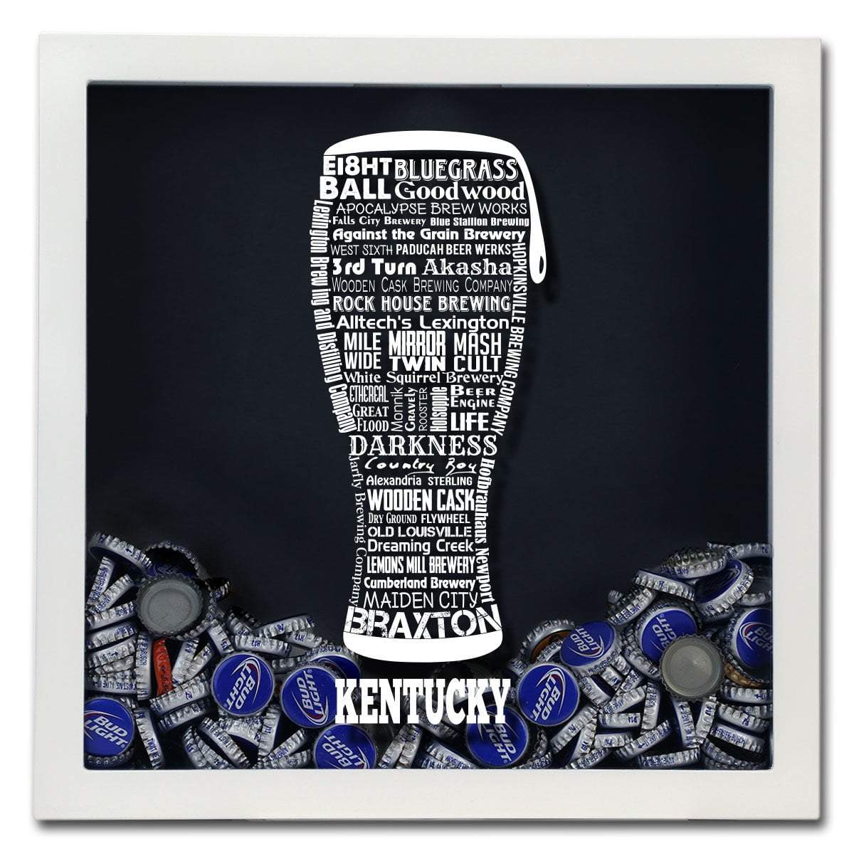 Torched Products Shadow Box Kentucky Beer Typography Shadow Box (779379605621)