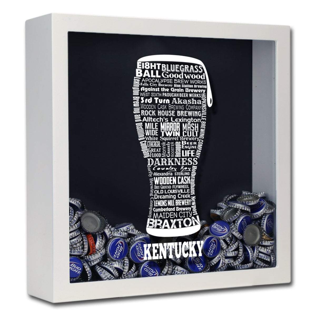 Torched Products Shadow Box White Kentucky Beer Typography Shadow Box (779379605621)