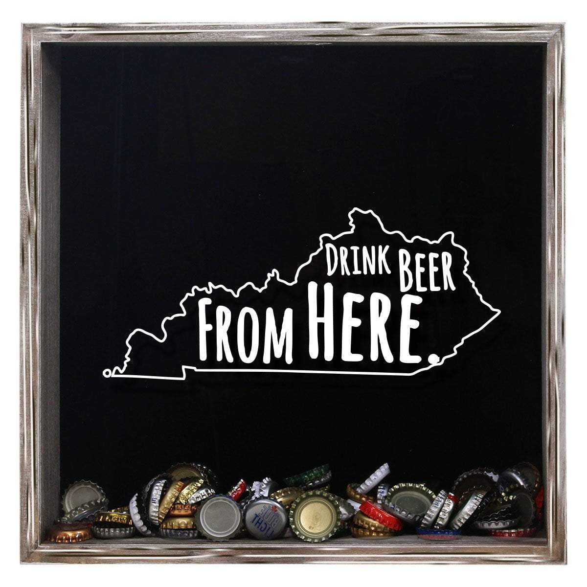 Torched Products Shadow Box Gray Kentucky Drink Beer From Here Beer Cap Shadow Box (781175586933)