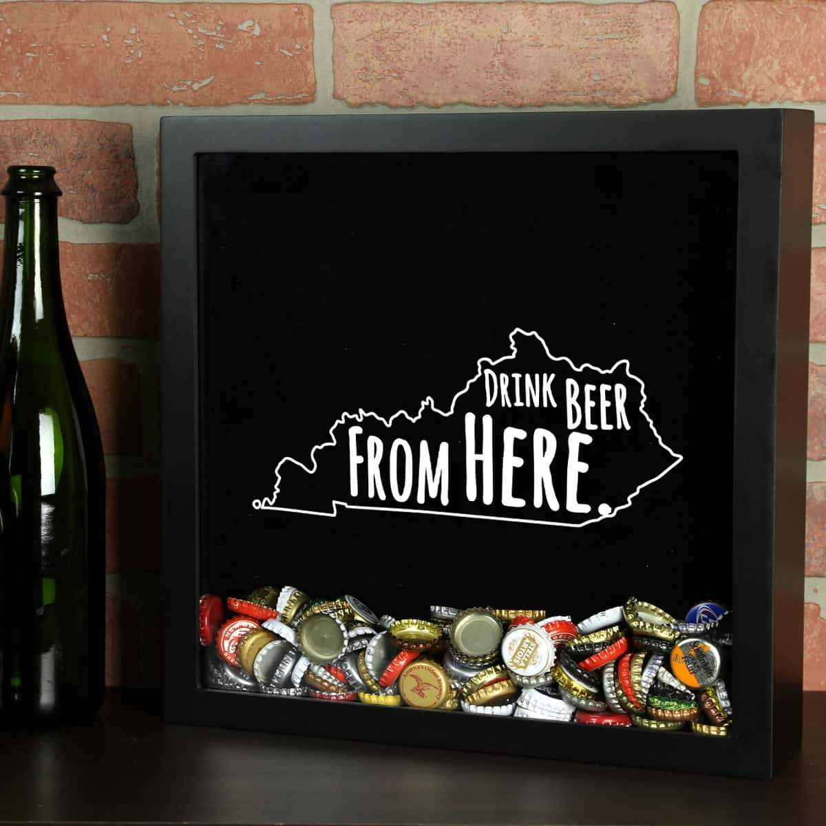 Torched Products Shadow Box Black Kentucky Drink Beer From Here Beer Cap Shadow Box (781175586933)