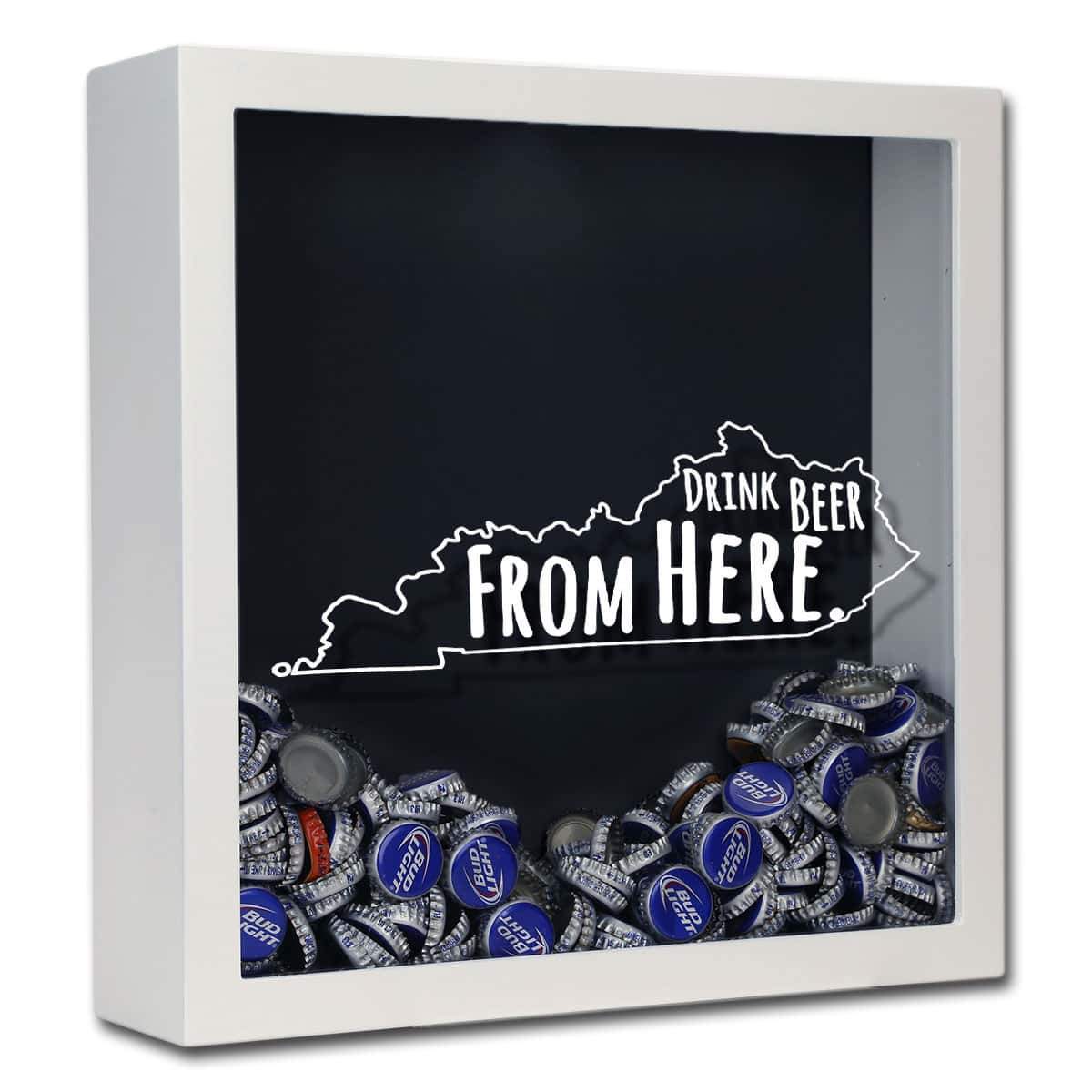 Torched Products Shadow Box White Kentucky Drink Beer From Here Beer Cap Shadow Box (781175586933)