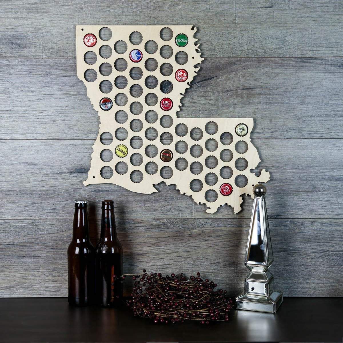 Torched Products Beer Bottle Cap Holder Louisiana Beer Cap Map (777557114997)
