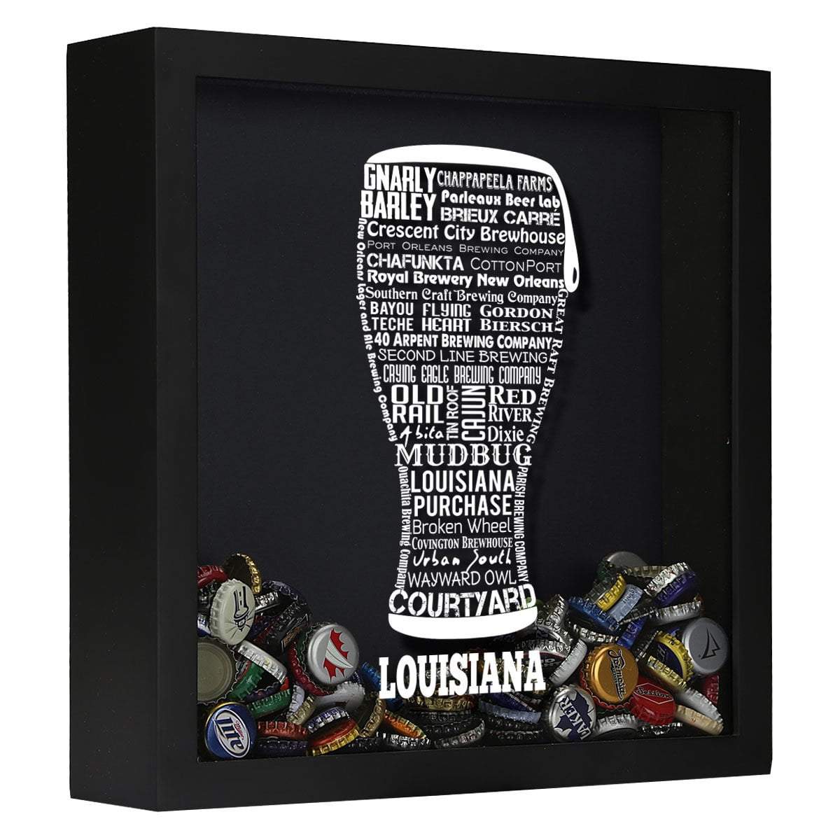Torched Products Shadow Box Black Louisiana Beer Typography Shadow Box (779380129909)