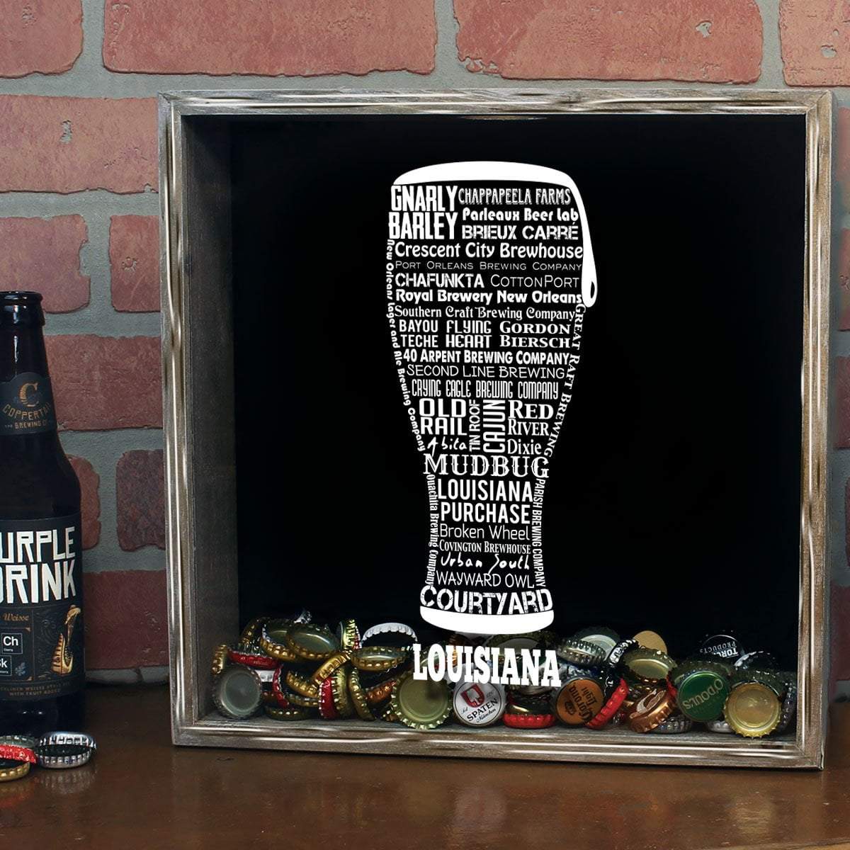 Torched Products Shadow Box Louisiana Beer Typography Shadow Box (779380129909)