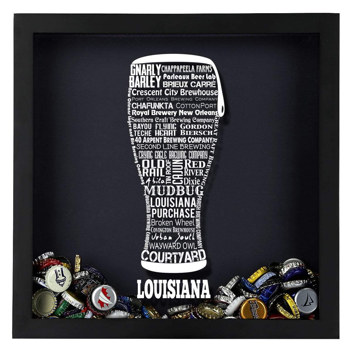 Torched Products Shadow Box Louisiana Beer Typography Shadow Box (779380129909)