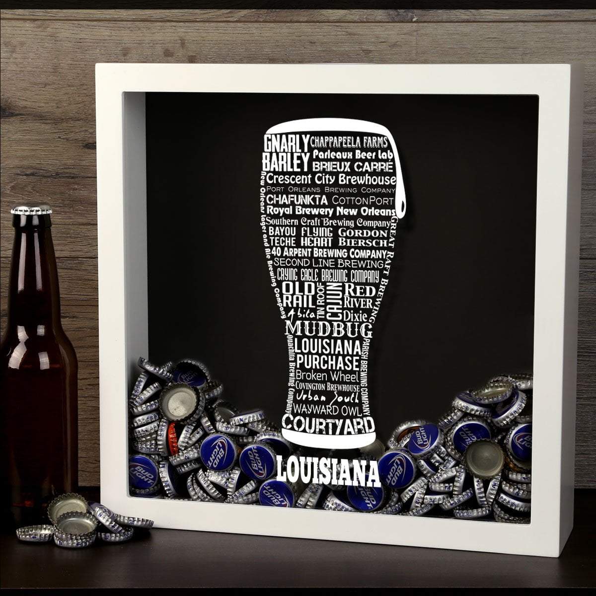 Torched Products Shadow Box Louisiana Beer Typography Shadow Box (779380129909)