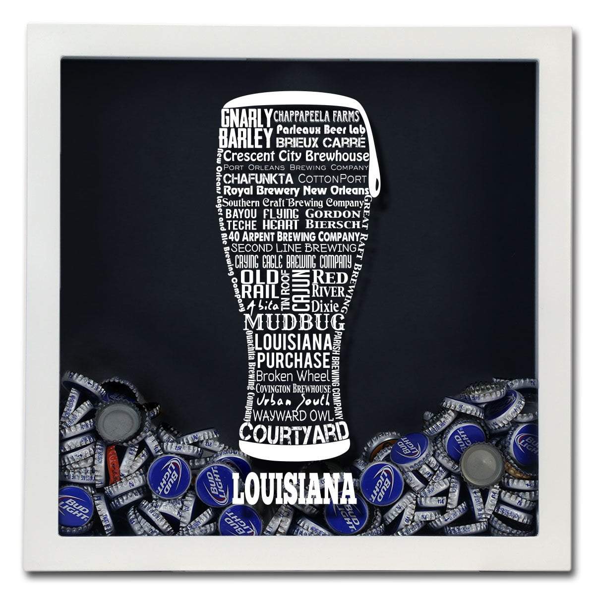 Torched Products Shadow Box Louisiana Beer Typography Shadow Box (779380129909)