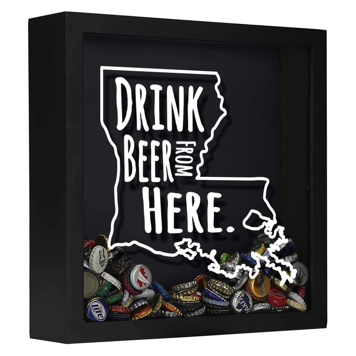 Torched Products Shadow Box Black Louisiana Drink Beer From Here Beer Cap Shadow Box (781175652469)