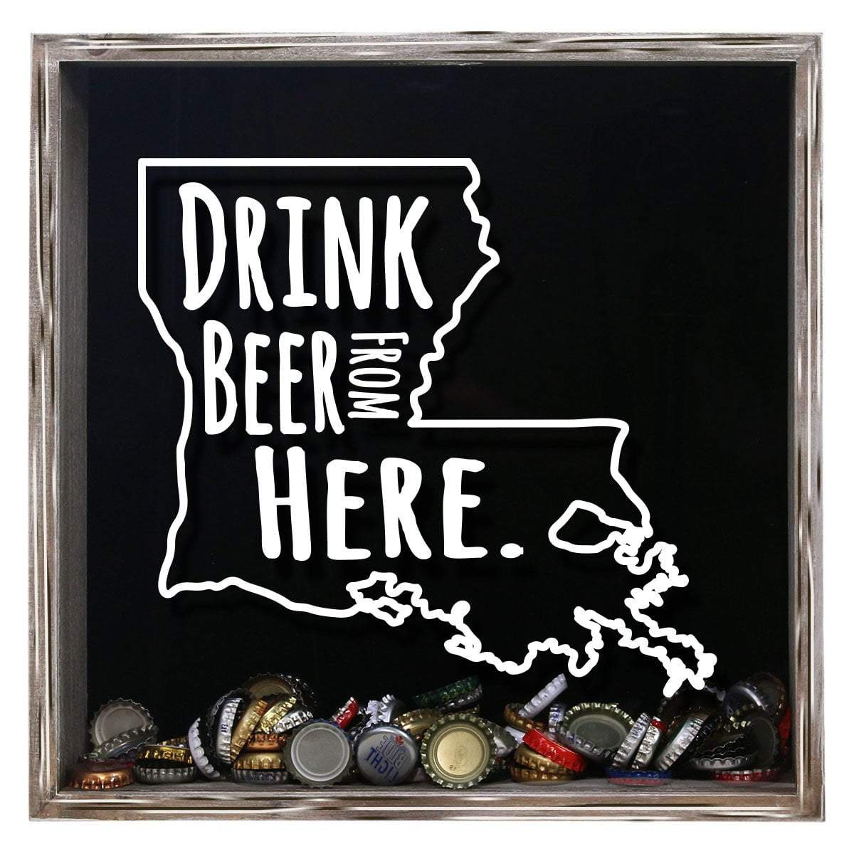 Torched Products Shadow Box Gray Louisiana Drink Beer From Here Beer Cap Shadow Box (781175652469)