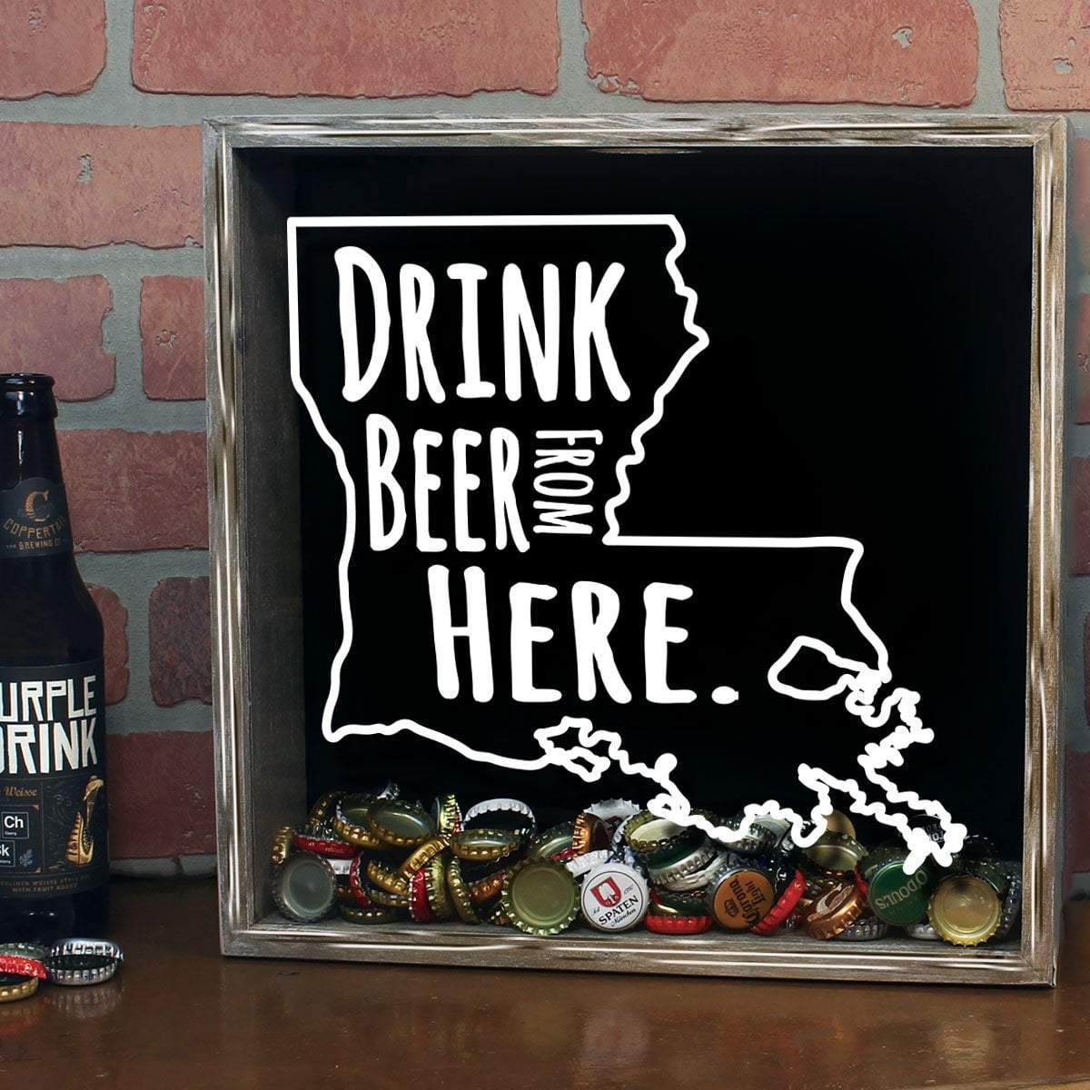 Torched Products Shadow Box Louisiana Drink Beer From Here Beer Cap Shadow Box (781175652469)