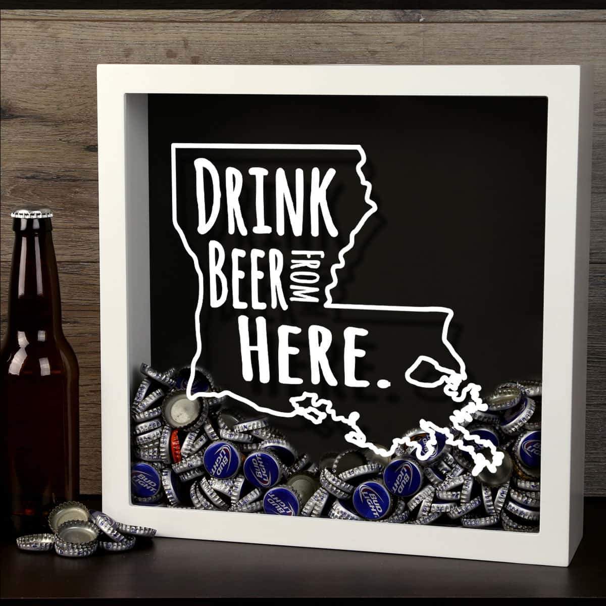 Torched Products Shadow Box Louisiana Drink Beer From Here Beer Cap Shadow Box (781175652469)