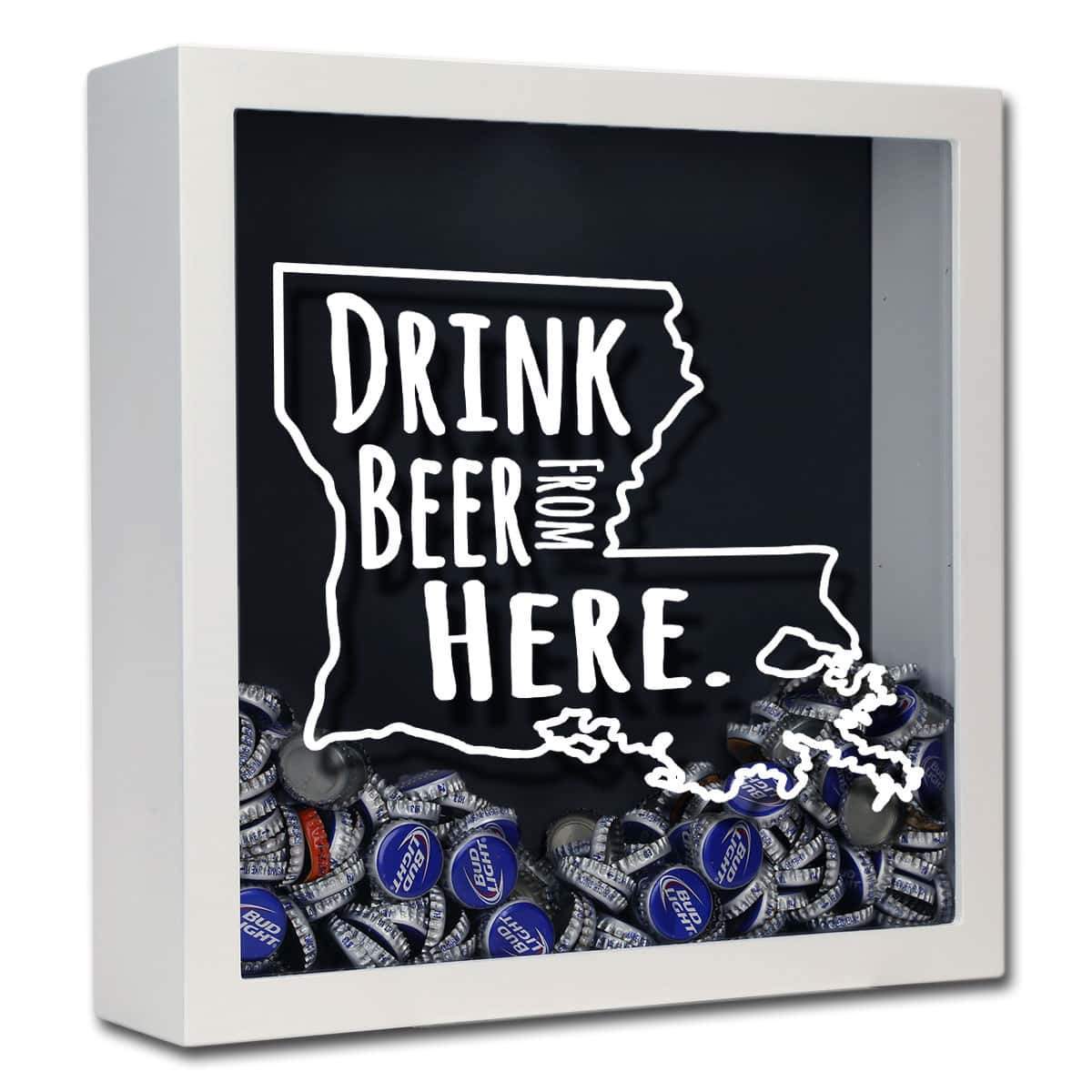 Torched Products Shadow Box White Louisiana Drink Beer From Here Beer Cap Shadow Box (781175652469)