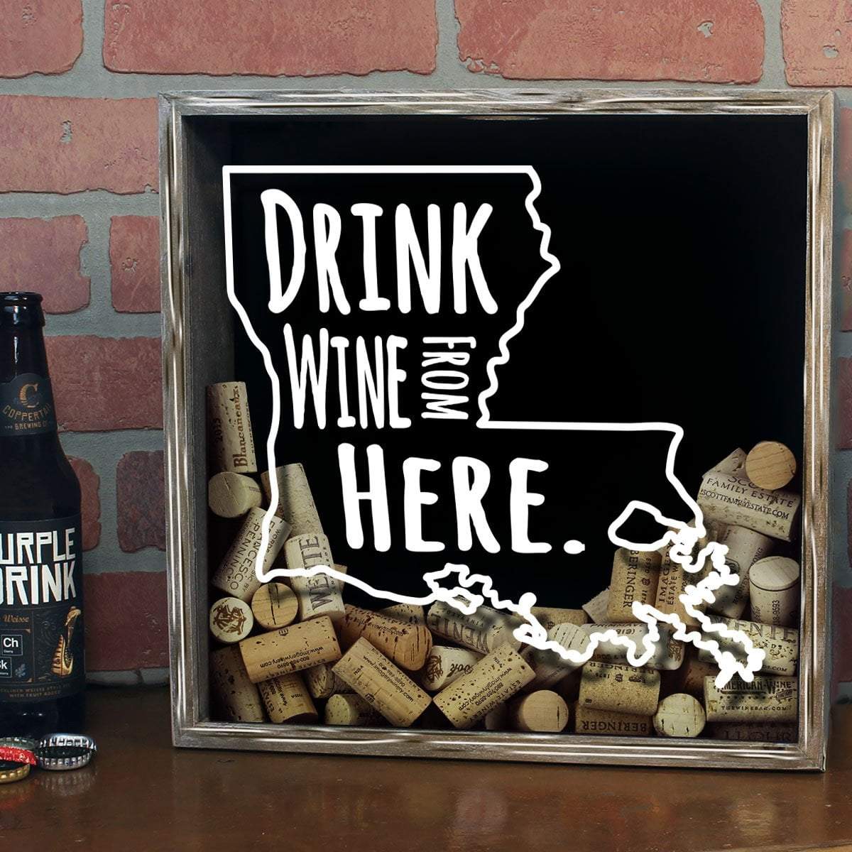 Torched Products Shadow Box Louisiana Drink Wine From Here Wine Cork Shadow Box (795742634101)