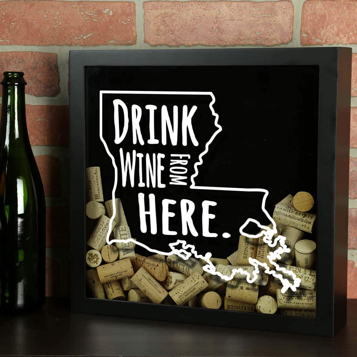 Torched Products Shadow Box Black Louisiana Drink Wine From Here Wine Cork Shadow Box (795742634101)