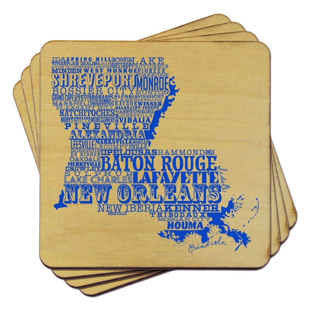 Torched Products Coasters Louisiana State Typography Coaster (787818414197)
