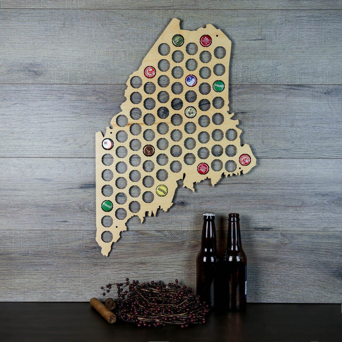 Torched Products Beer Bottle Cap Holder Maine Beer Cap Map (777562030197)
