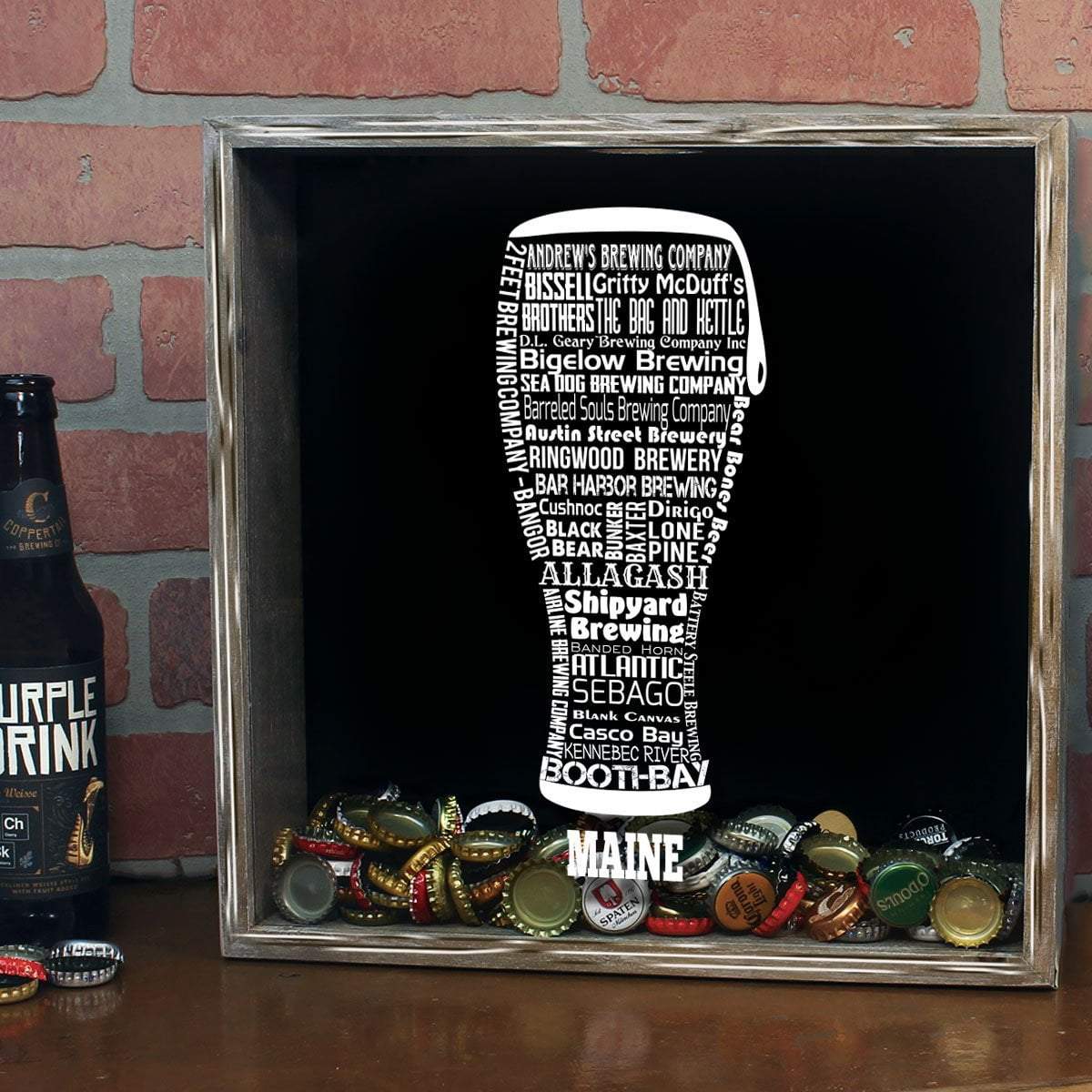 Torched Products Shadow Box Maine Beer Typography Shadow Box (779424858229)