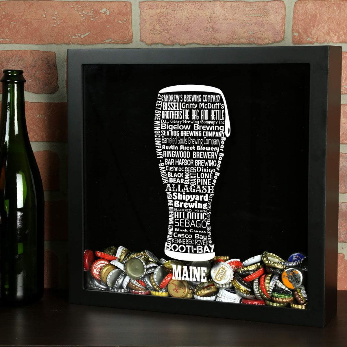 Maine Beer Typography Shadow Box Torched Products