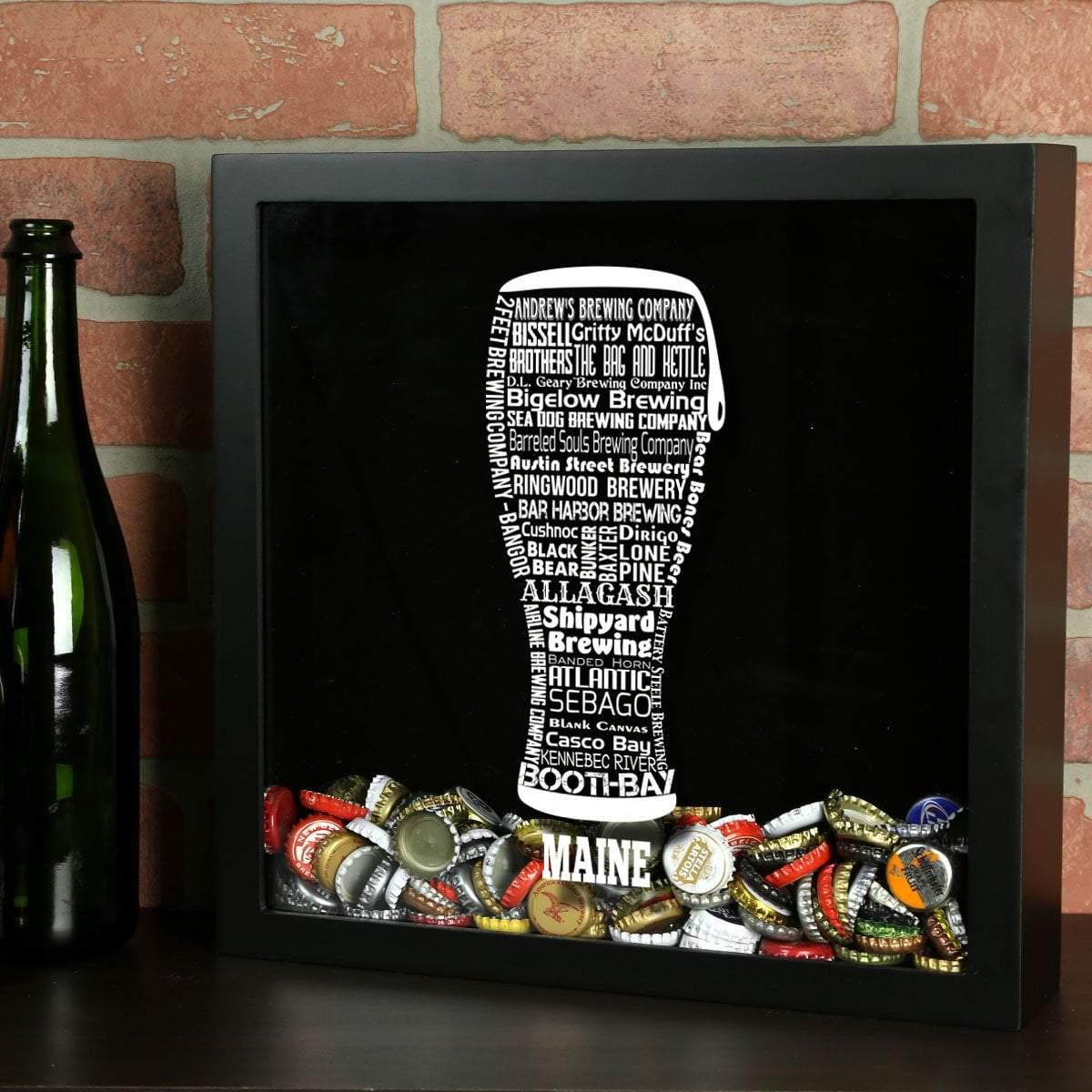 Torched Products Shadow Box Black Maine Beer Typography Shadow Box (779424858229)