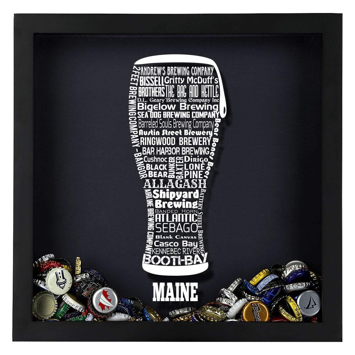 Torched Products Shadow Box Maine Beer Typography Shadow Box (779424858229)