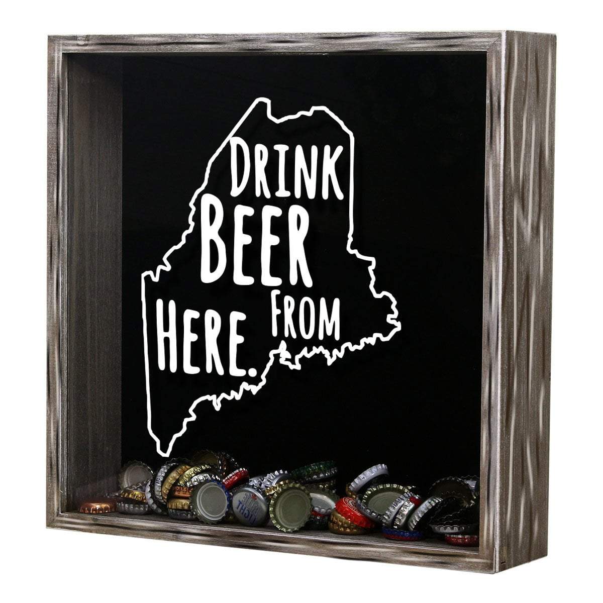 Torched Products Shadow Box Maine Drink Beer From Here Beer Cap Shadow Box (781176406133)
