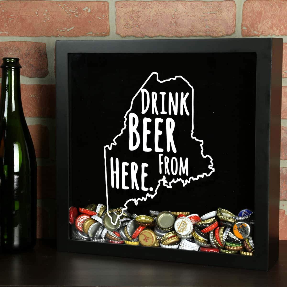 Torched Products Shadow Box Maine Drink Beer From Here Beer Cap Shadow Box (781176406133)