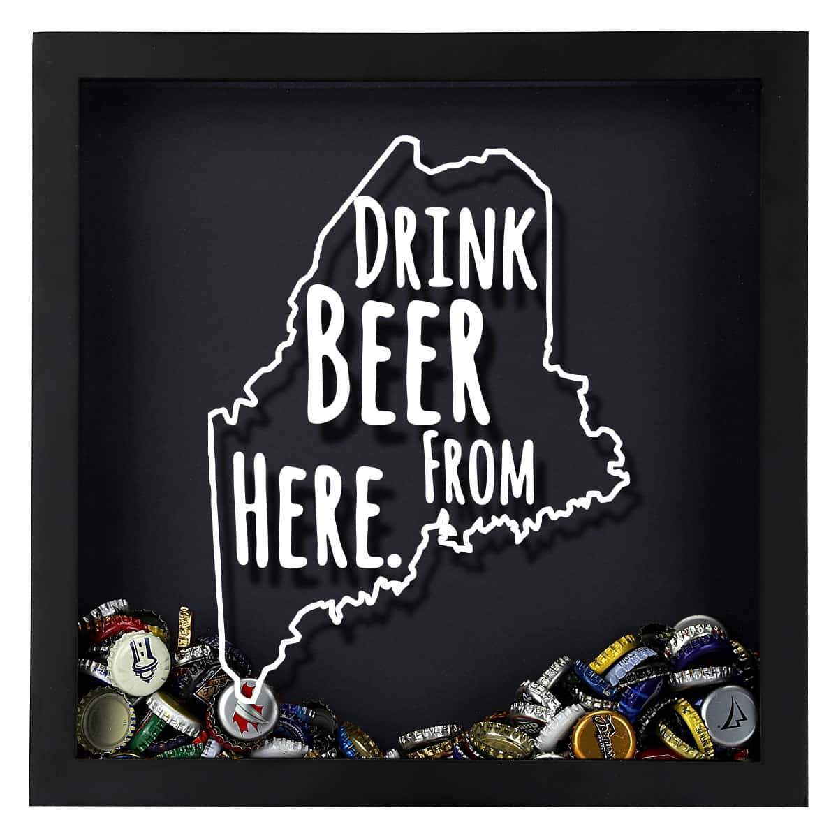 Torched Products Shadow Box Maine Drink Beer From Here Beer Cap Shadow Box (781176406133)