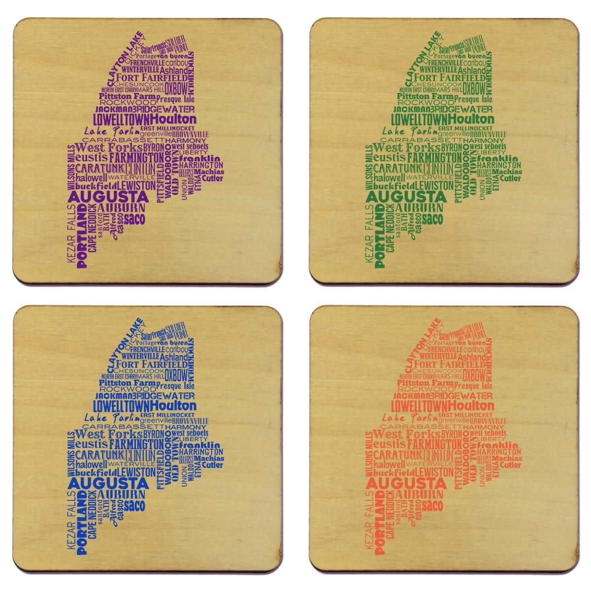 Torched Products Coasters Maine State Typography Coaster (787820773493)